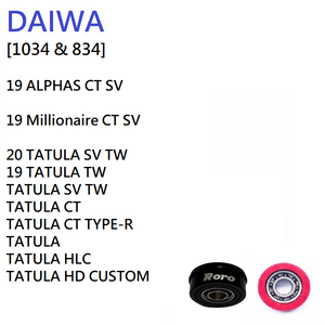 Roro Bearings Fit DAIWA [1034 & 834]  23 SLP Millionaire Air 22 Silver Creek Air 21 Gekkabijin Air 20 ALPHAS AIR TW 19 ALPHAS CT SV...