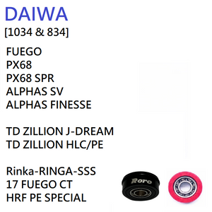 Roro Bearings Fit DAIWA [1034 & 834]  23 SLP Millionaire Air 22 Silver Creek Air 21 Gekkabijin Air 20 ALPHAS AIR TW 19 ALPHAS CT SV...