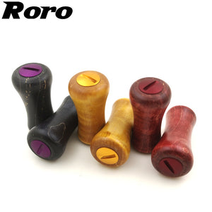 Roro DIY Handle Knob Round Glossy Stable Wood Grip For DAIWA / SHIMANO 1 Set (2 pcs) - RORO LURE
